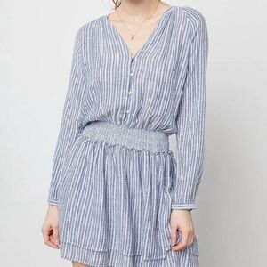 Rails Blue White Linen Jasmine Tibet Stripe Dress
